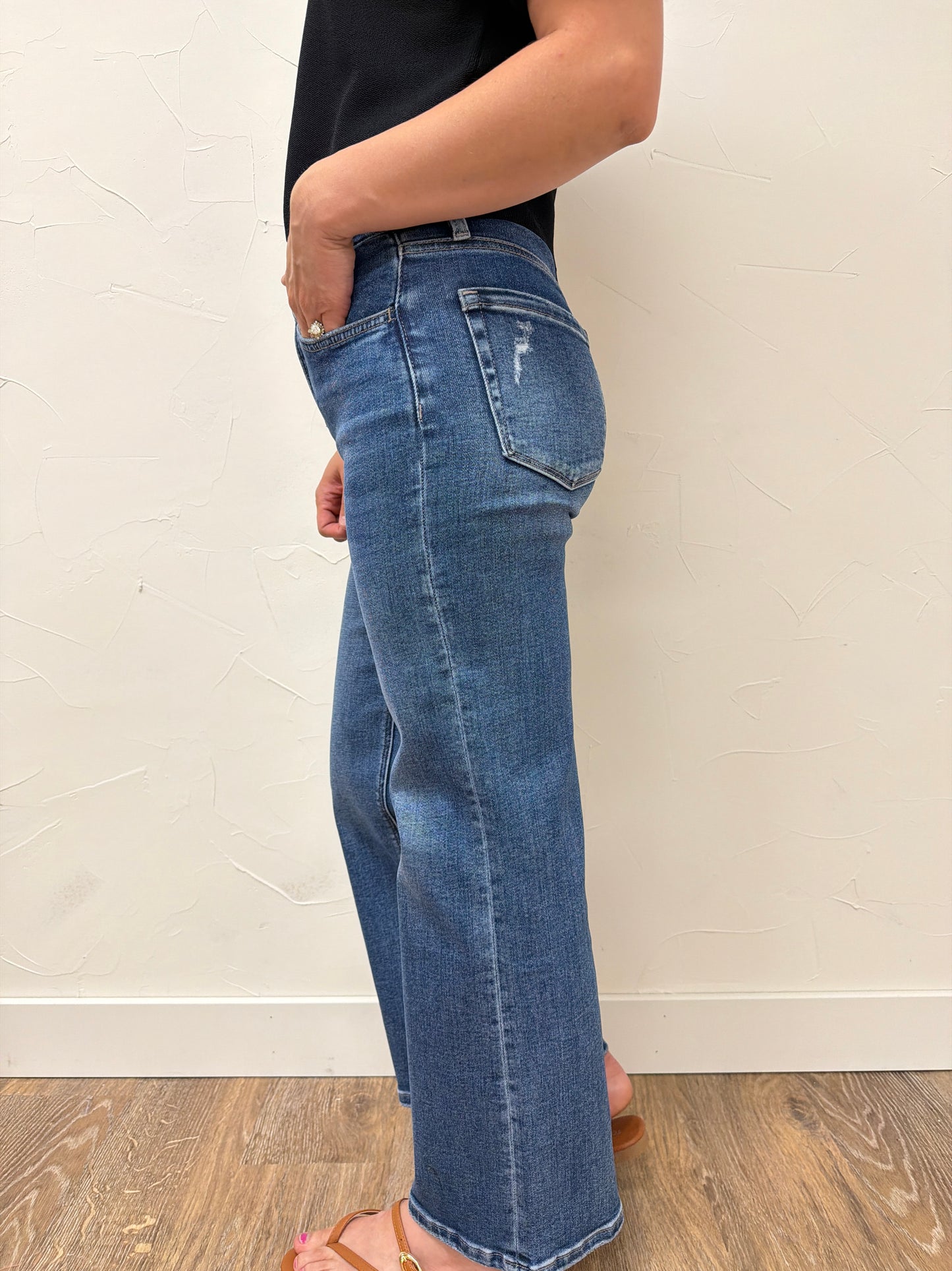 High Rise Ankle Wide Leg Vervet Denim