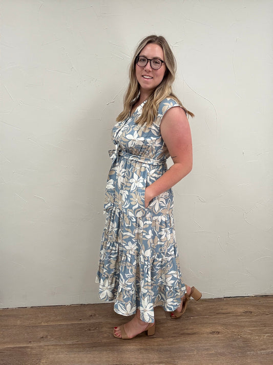 V neck Sleeveless midi Dress
