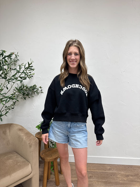 Touchdown Black Crop Sweatshirt
