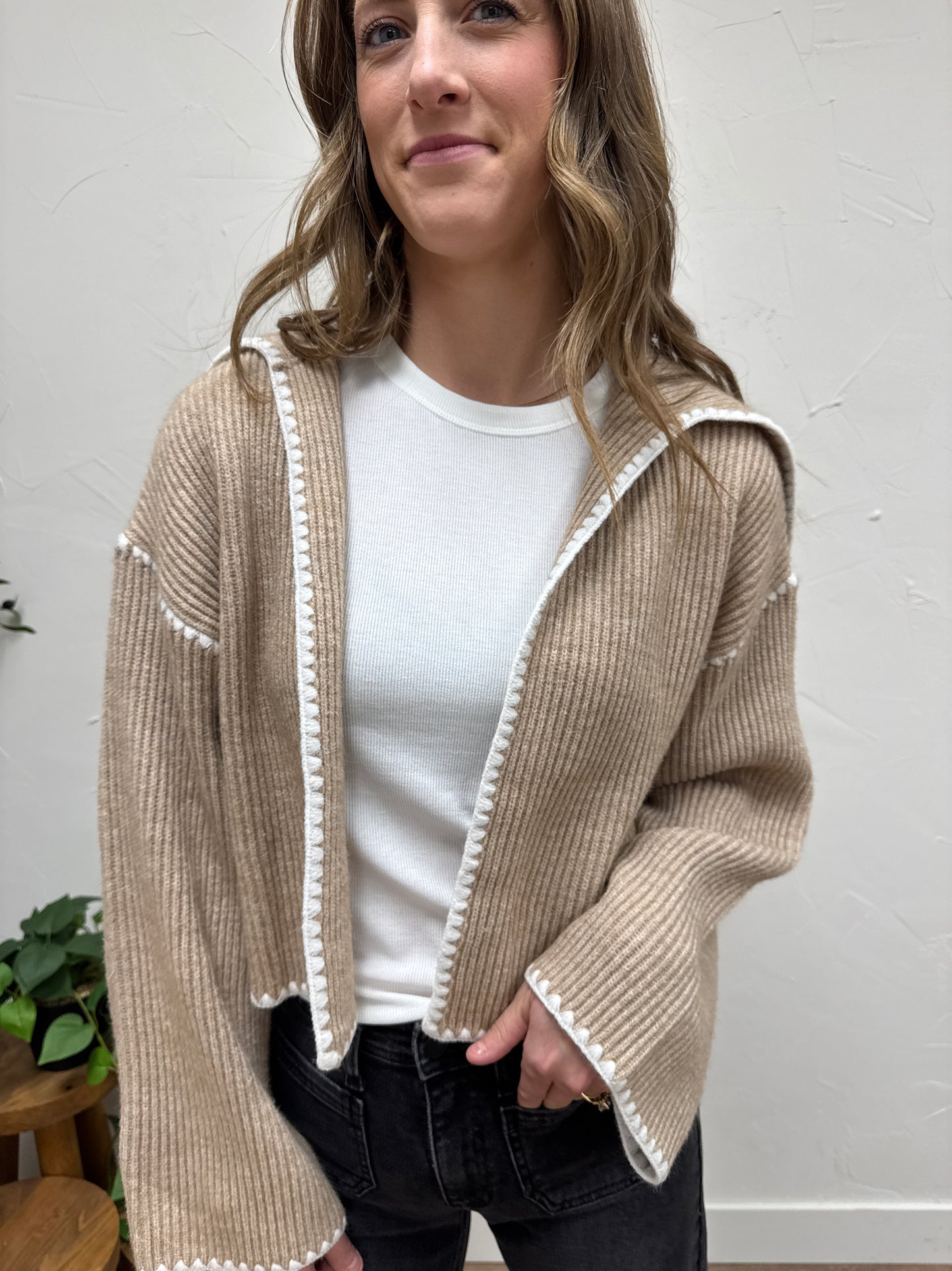 Stitch detailed sweater cardigan