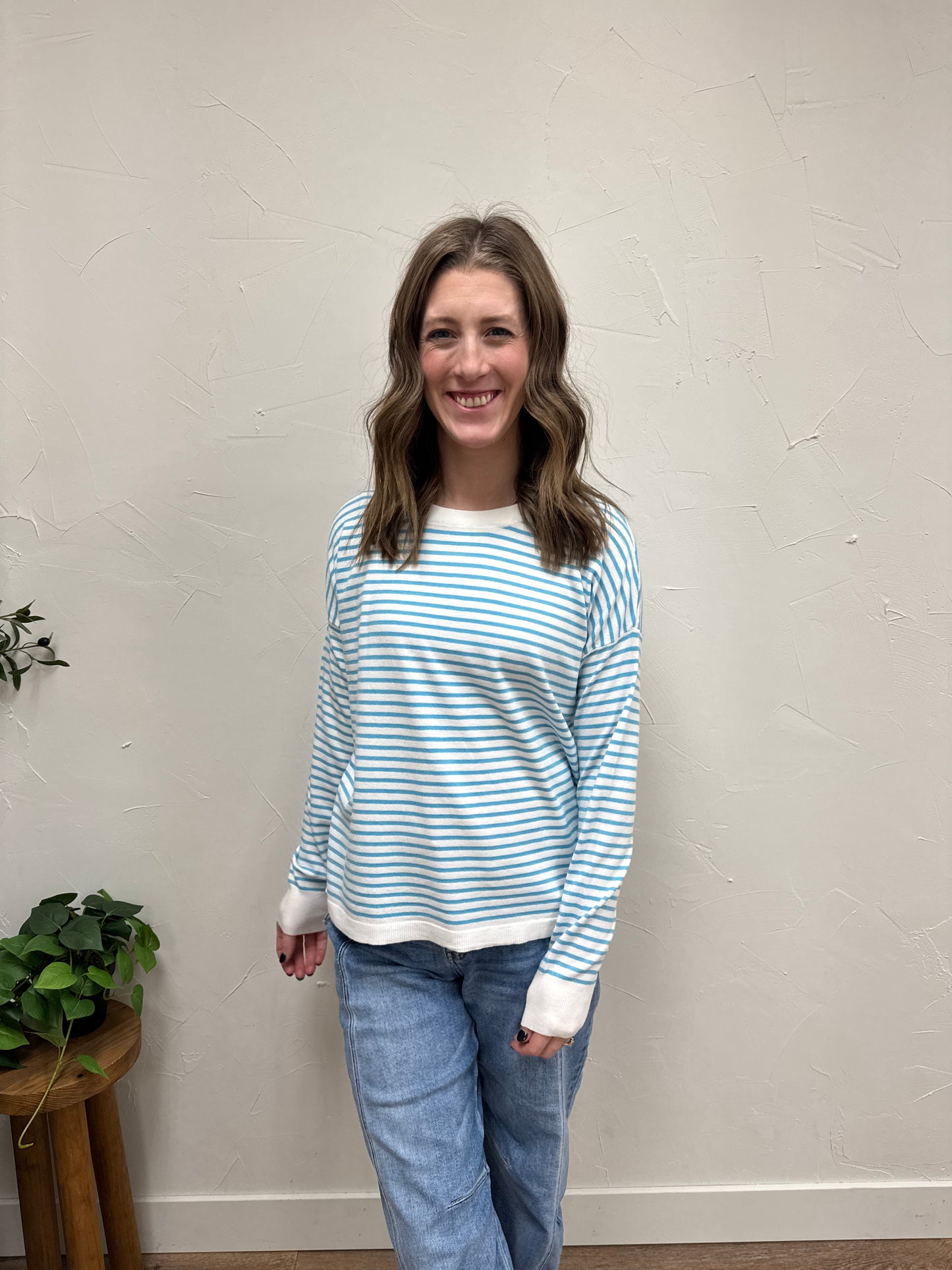 Pullover Striped Crew Neck