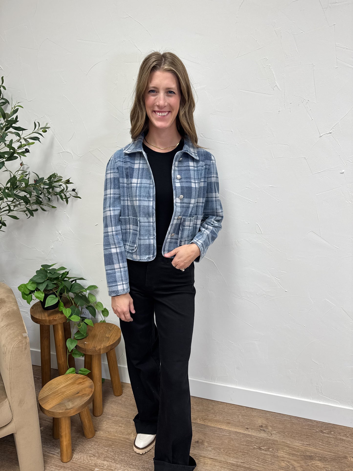 Plaid Denim Jacket