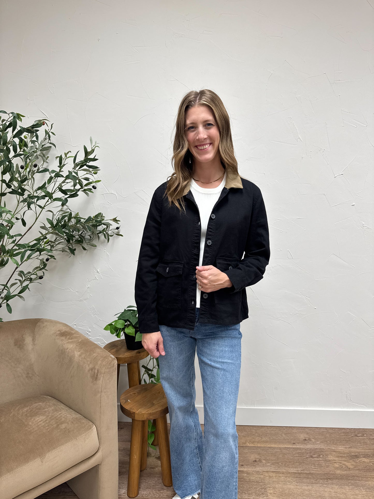 Work Jacket with Corduroy Collar