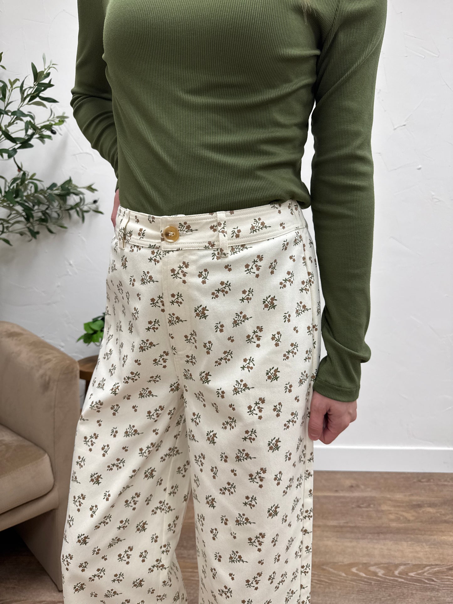 Floral Denim Pants