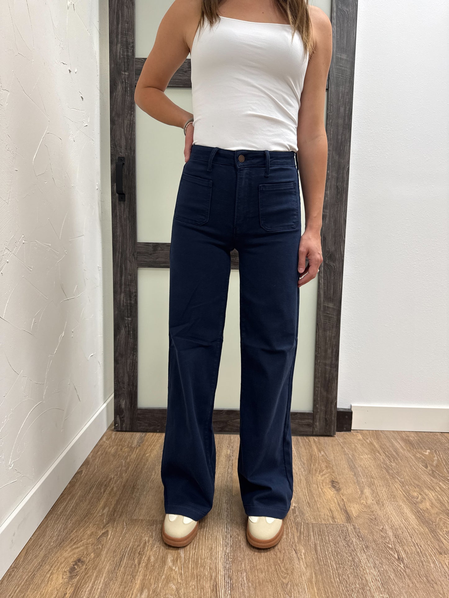 Mini Patch Pocket Wide Leg Denim