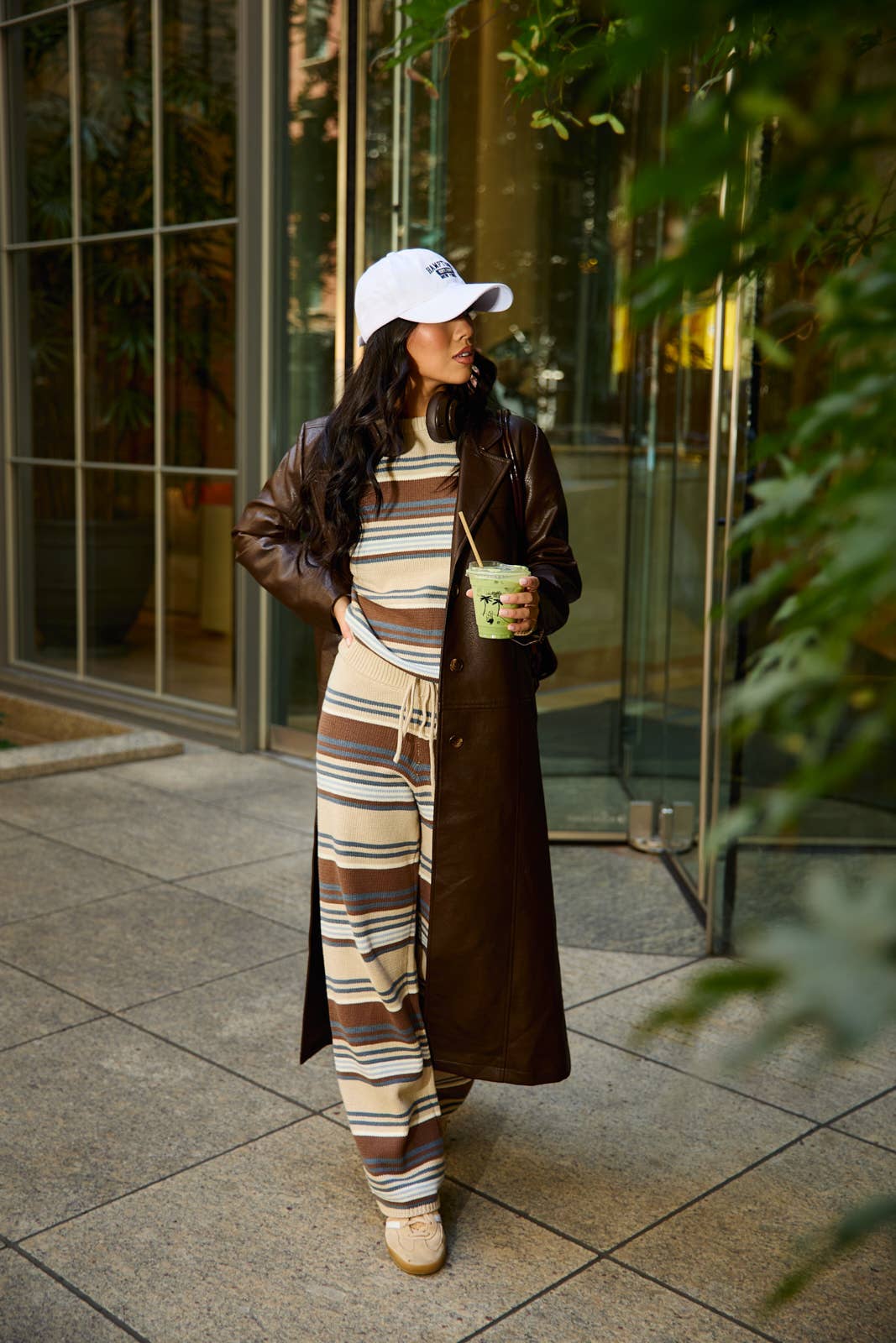 Multi Stripe Crew Neck Sweater and Wide Leg Pant Set