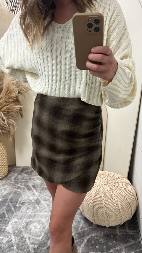 Wrap Plaid Mini Skirt