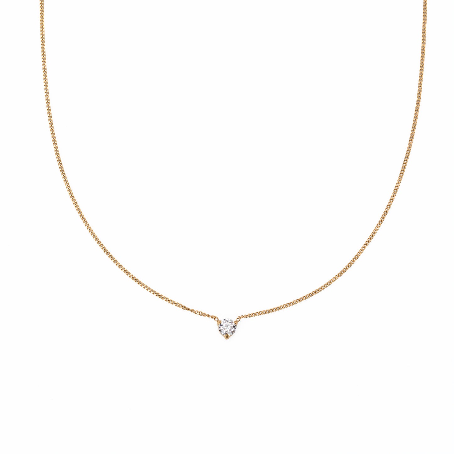 Waterproof 4mm Round Brilliant 5A CZ Solitaire Necklace