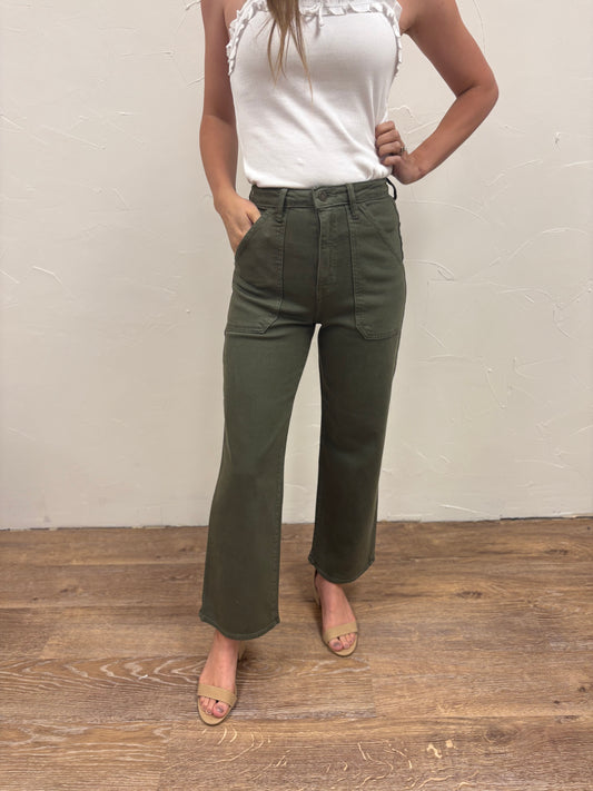 High Rise Cargo Pocket Wide Leg