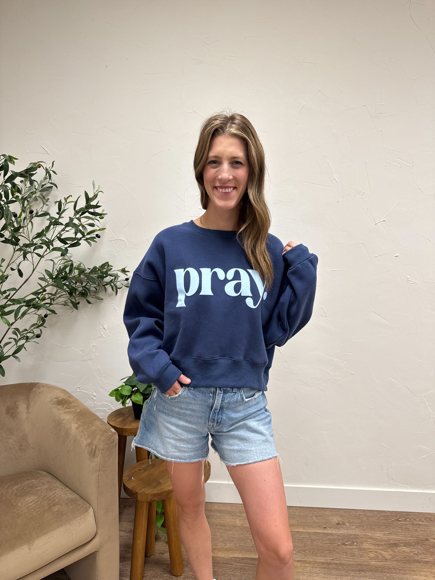 Pray Puff Print Sweatshirt