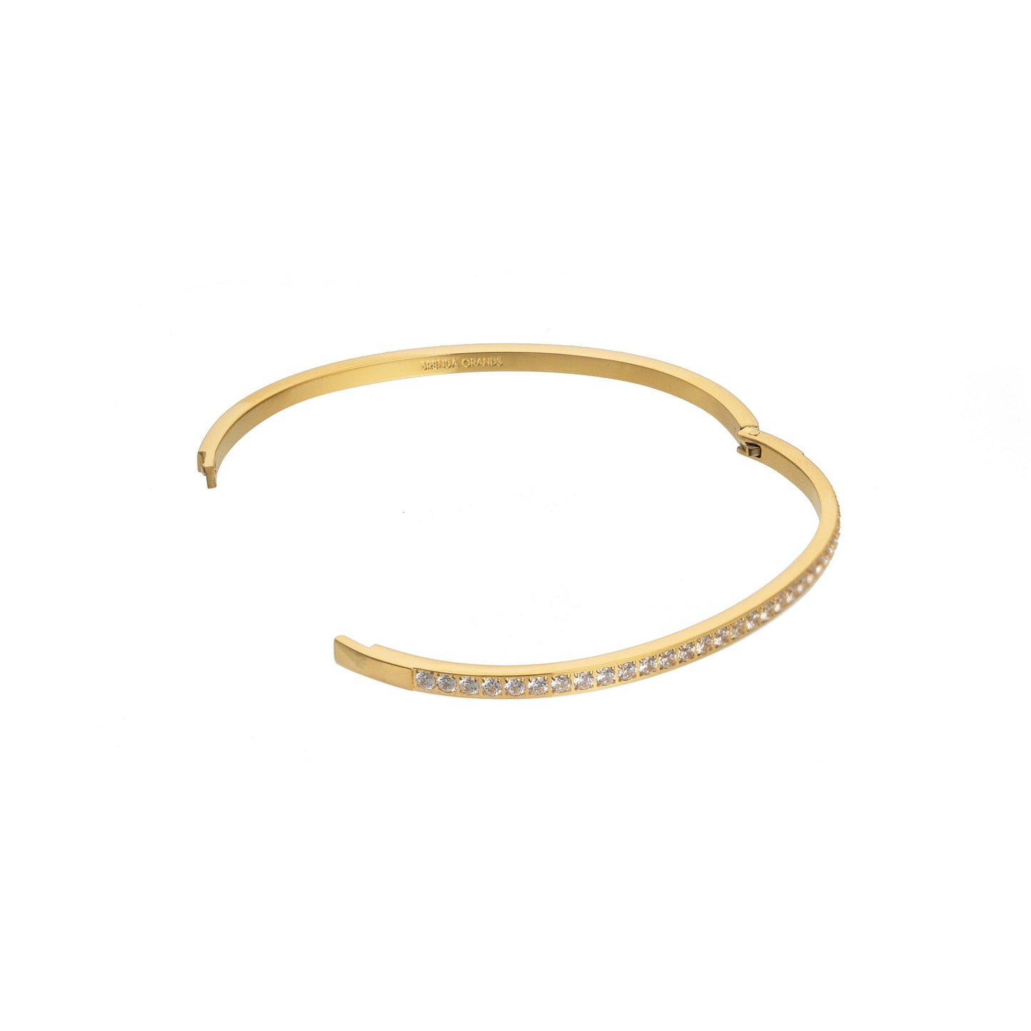 Waterproof Gold Lined Tennis Bangle: Yellow Gold