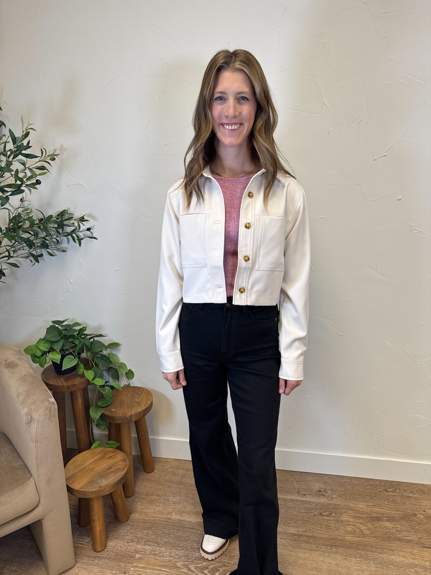 Button Down Cropped Jacket