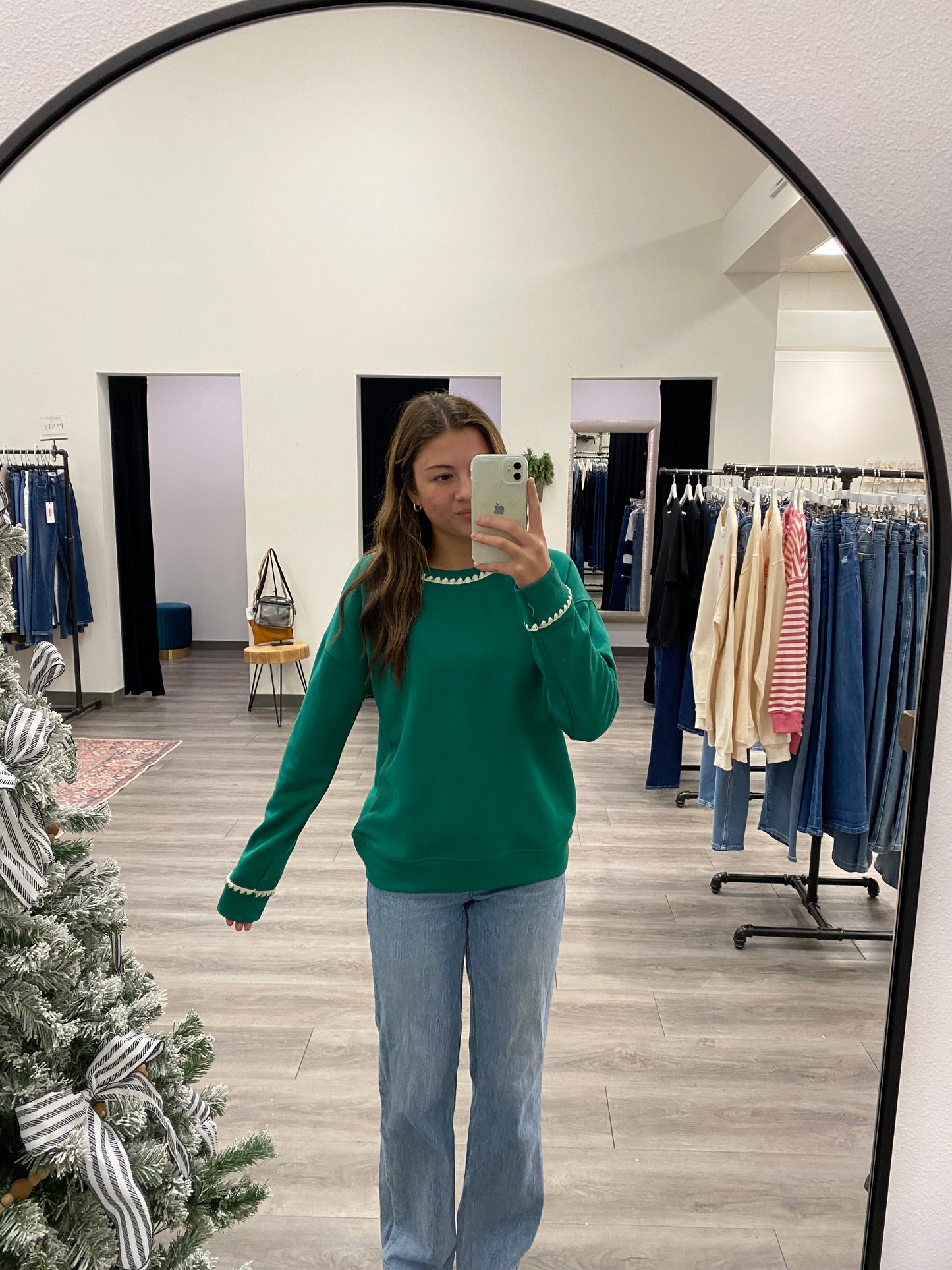 Contrast Color Blanket Stitch Sweatshirt