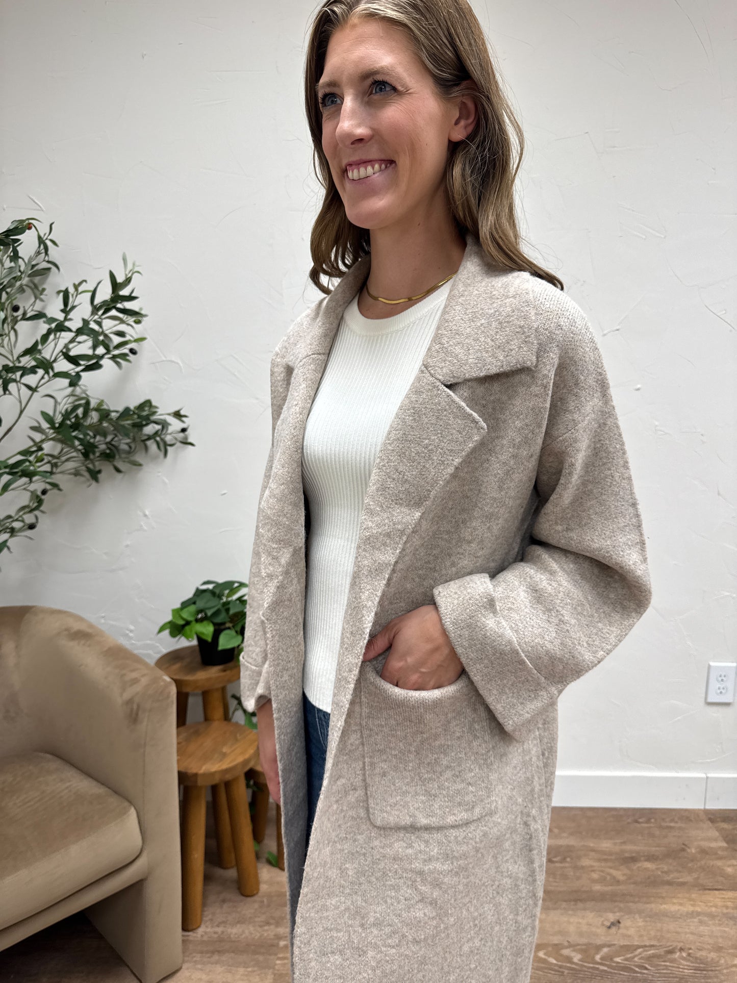 Open Front Knit Coat