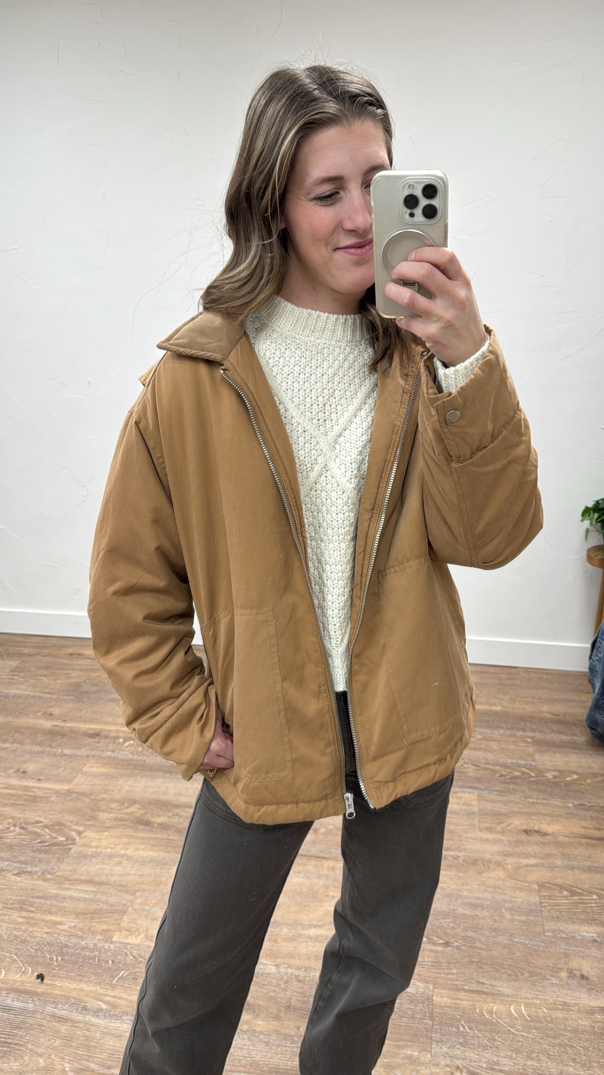 Zip-Front Puffer Barn Jacket