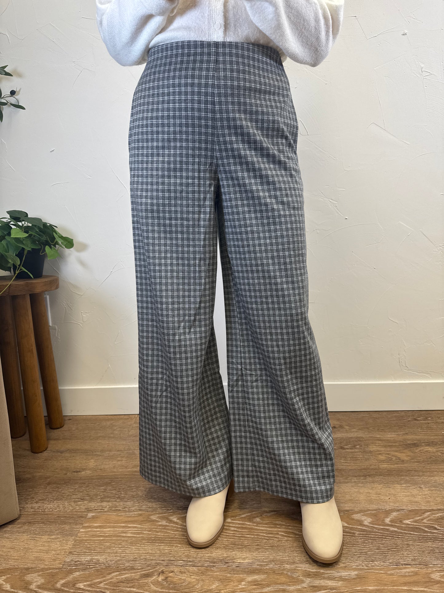 Plaid Wide Leg Pant