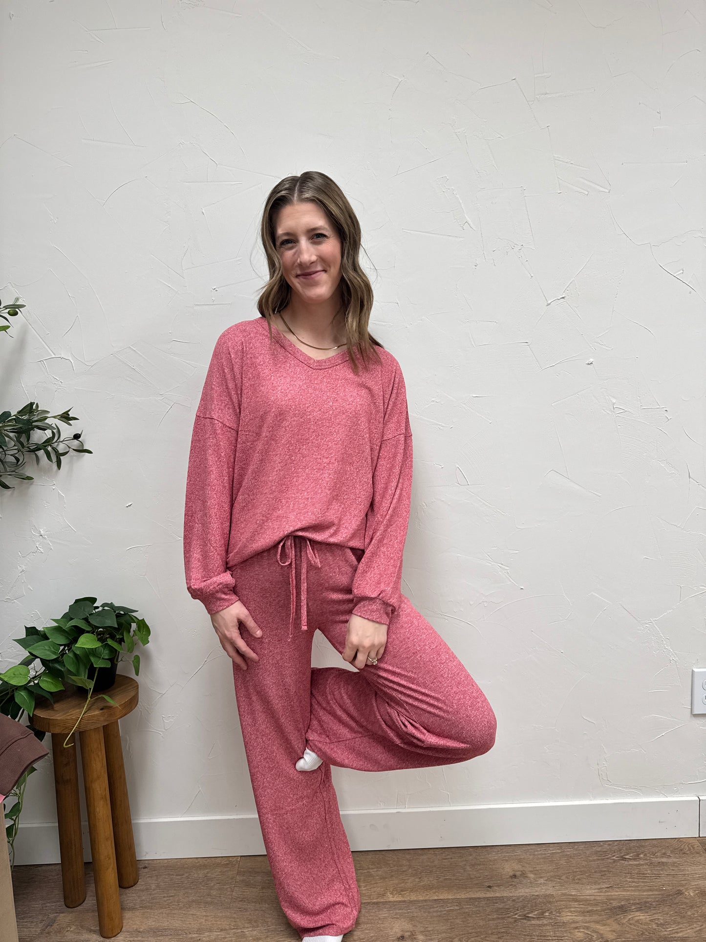 SOFT MELANGE LONG SLEEVE TEE & PANTS SET