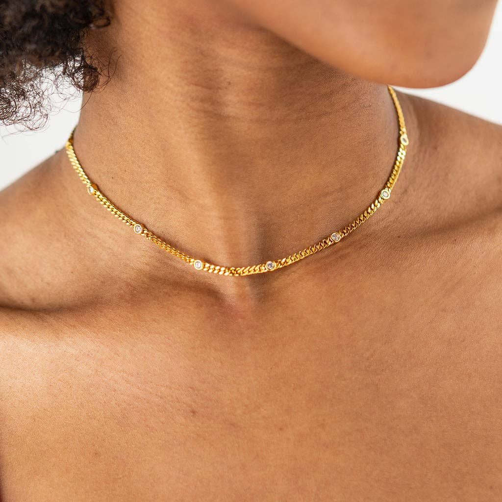 18K Gold Dainty CZ Choker - Three:Twelve Boutique - Brenda Grands Jewelry