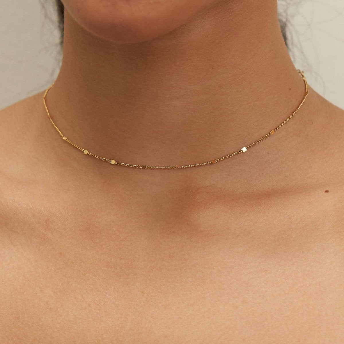 18K Gold Dainty Reflective Choker - Three:Twelve Boutique - Brenda Grands Waterproof Jewelry
