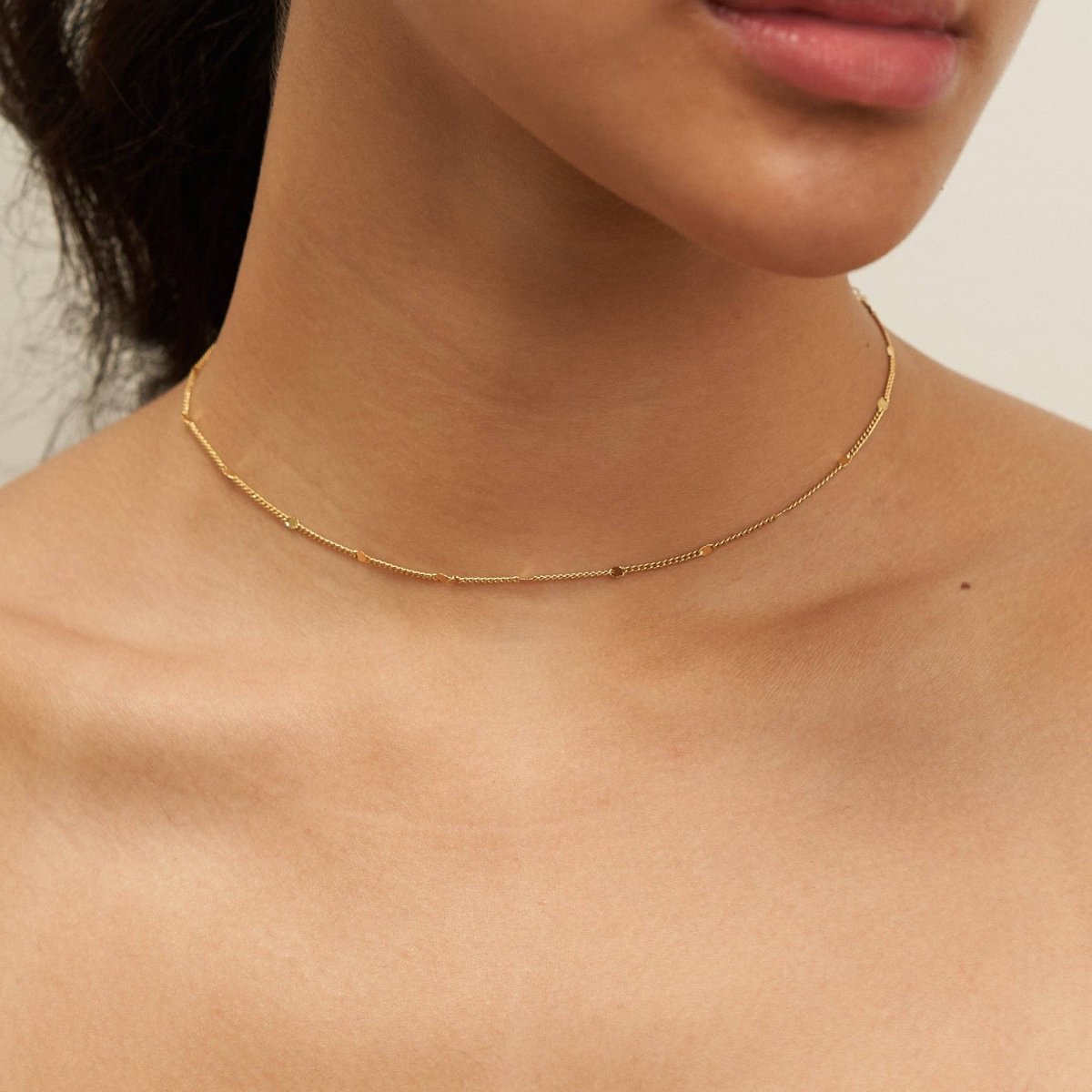 18K Gold Dainty Reflective Choker - Three:Twelve Boutique - Brenda Grands Waterproof Jewelry