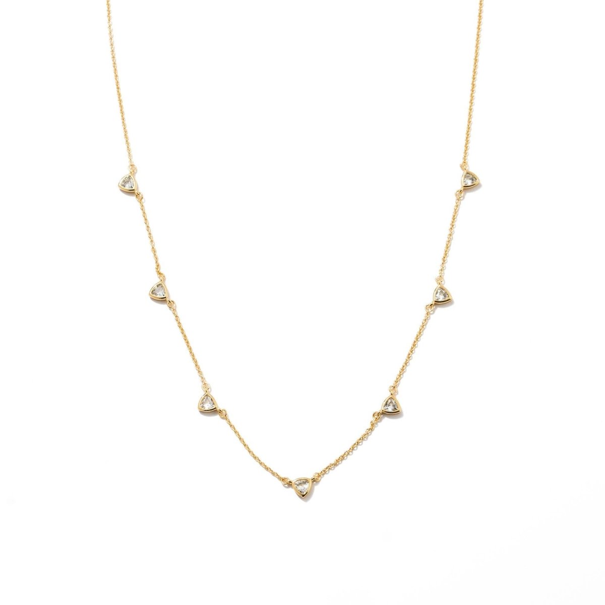 18K Gold Triangle Drop Necklace: Silver - Three:Twelve Boutique - Brenda Grands Waterproof Jewelry