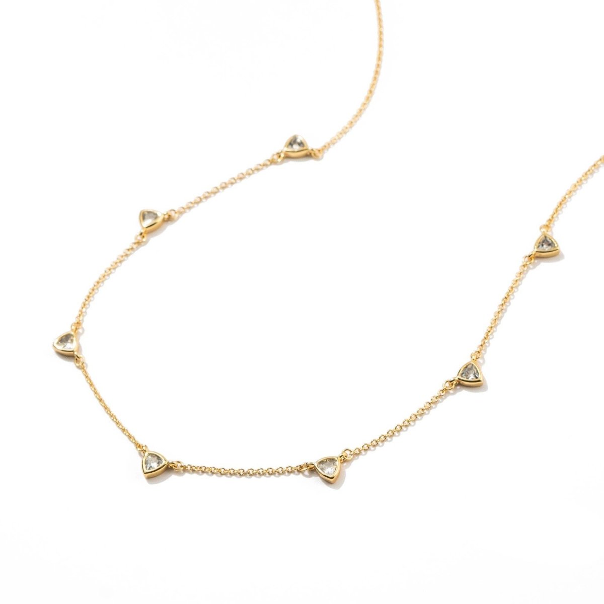 18K Gold Triangle Drop Necklace: Silver - Three:Twelve Boutique - Brenda Grands Waterproof Jewelry