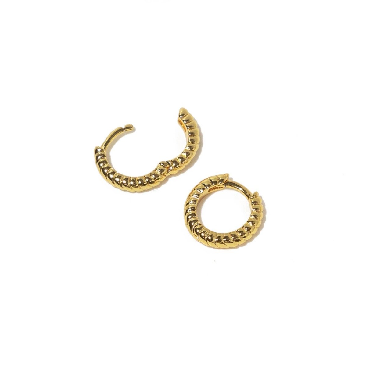 18K Gold Twisted Huggie Earrings – Water Resistant Minimal Hoops - Three:Twelve Boutique - Brenda Grands Jewelry