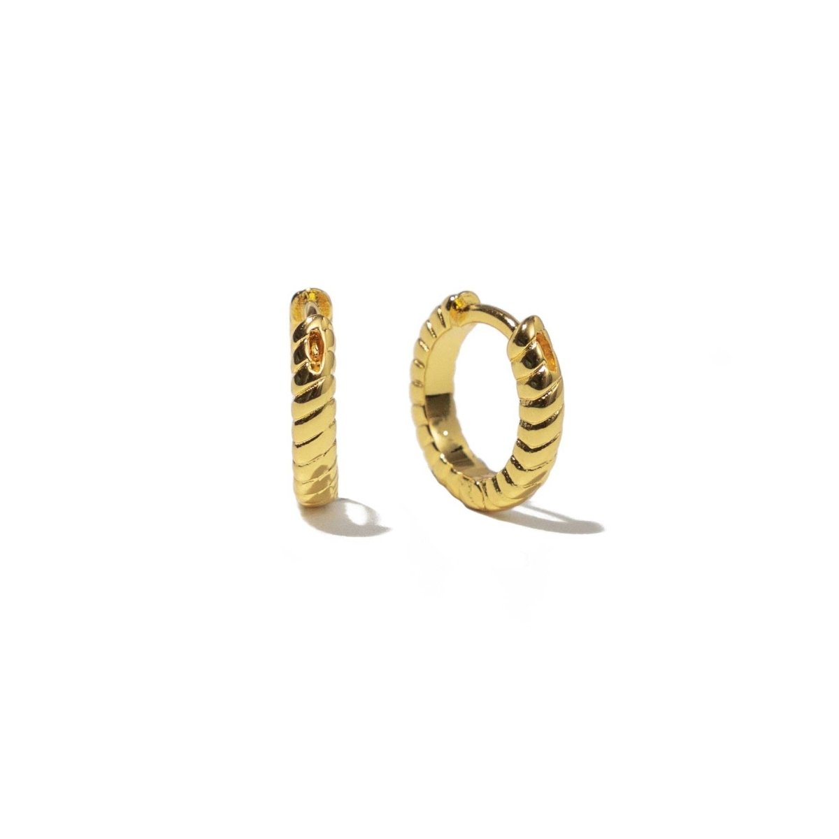 18K Gold Twisted Huggie Earrings – Water Resistant Minimal Hoops - Three:Twelve Boutique - Brenda Grands Jewelry