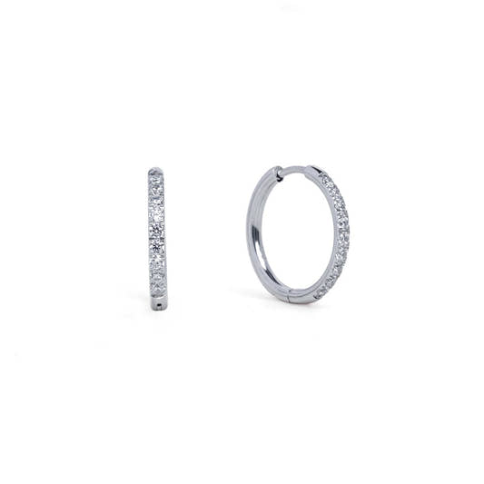 18mm Silver Diamond Hoops - Three:Twelve Boutique - Brenda Grands Jewelry