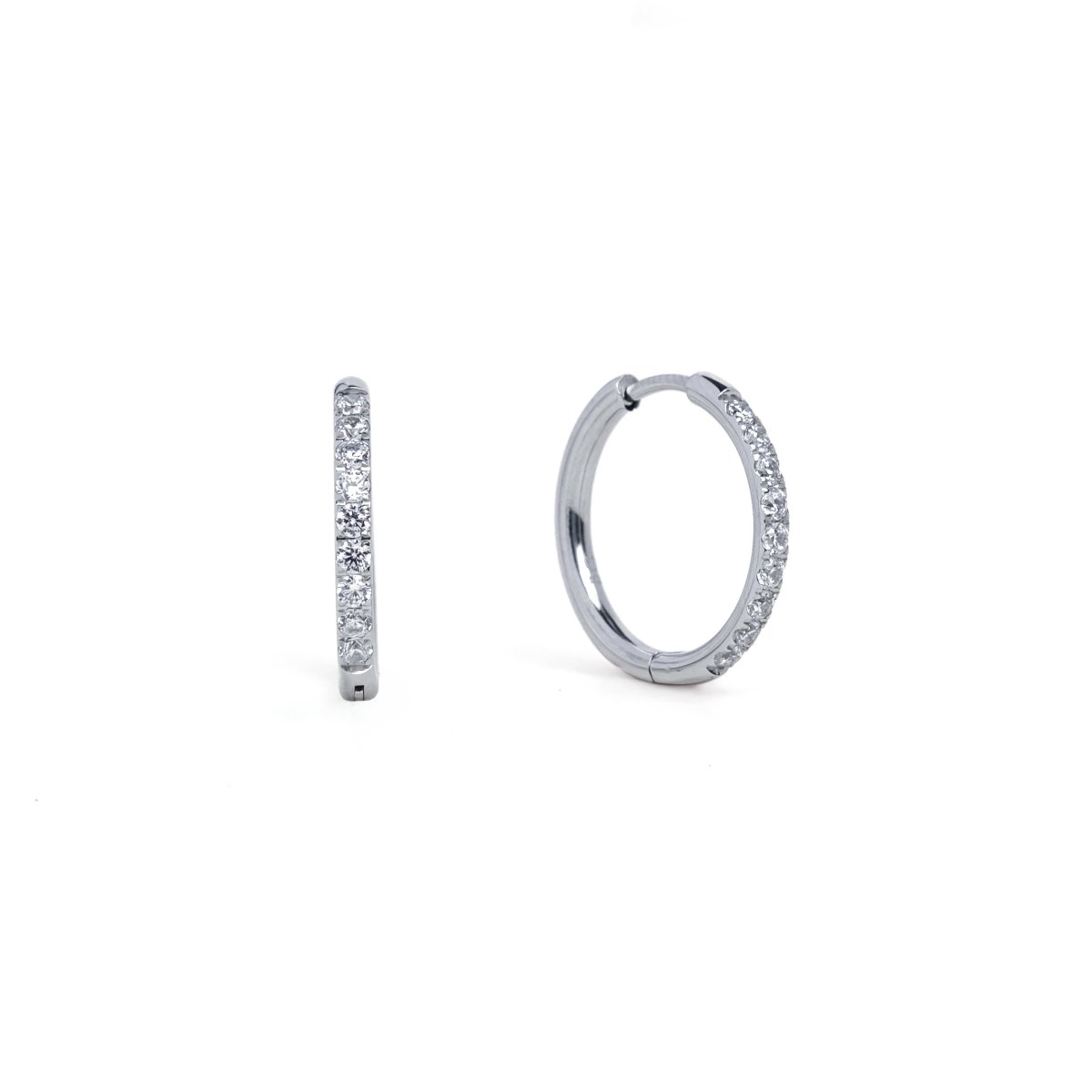 18mm Silver Diamond Hoops - Three:Twelve Boutique - Brenda Grands Jewelry