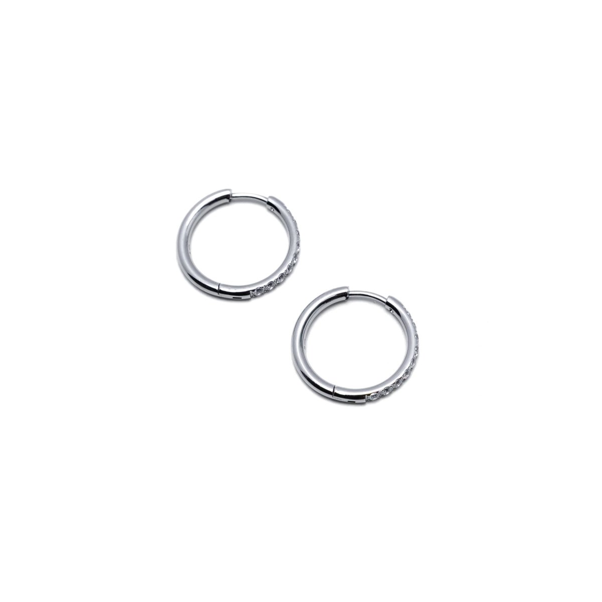 18mm Silver Diamond Hoops - Three:Twelve Boutique - Brenda Grands Jewelry