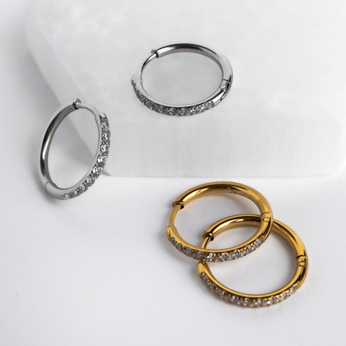 18mm Silver Diamond Hoops - Three:Twelve Boutique - Brenda Grands Jewelry