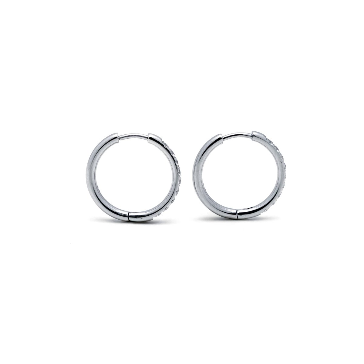 18mm Silver Diamond Hoops - Three:Twelve Boutique - Brenda Grands Jewelry