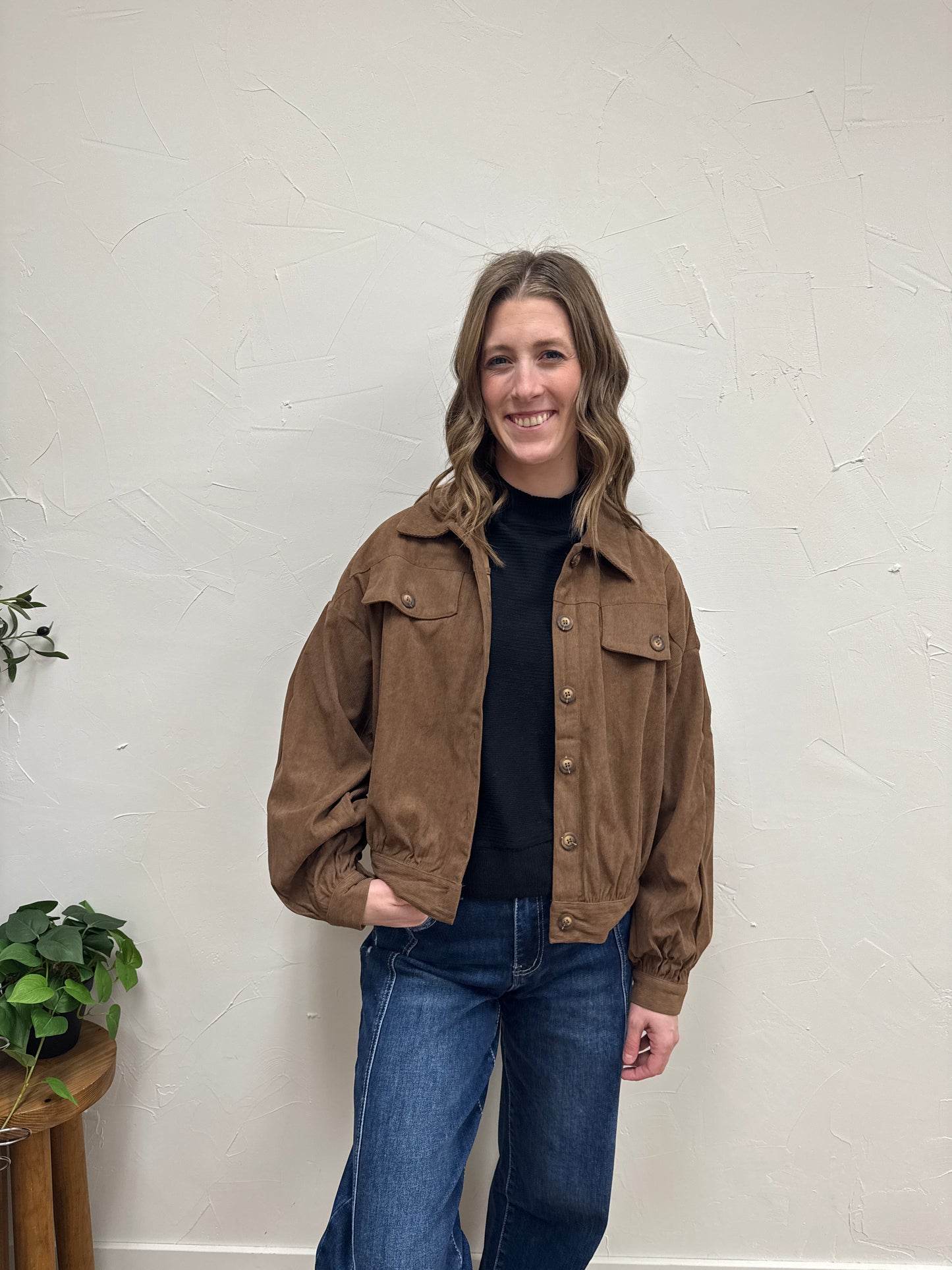 Drop Shoulders Corduroy Jacket