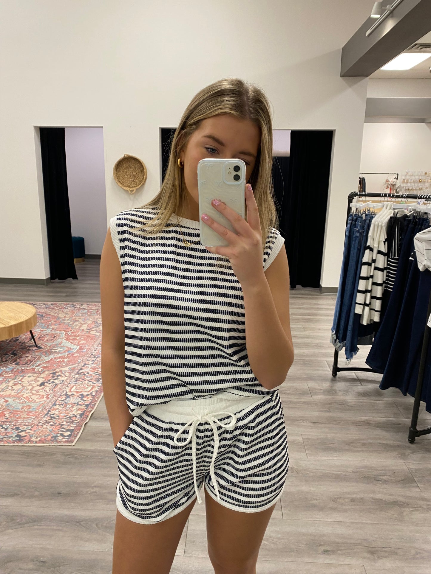 Contrast Striped Tank and Short Set