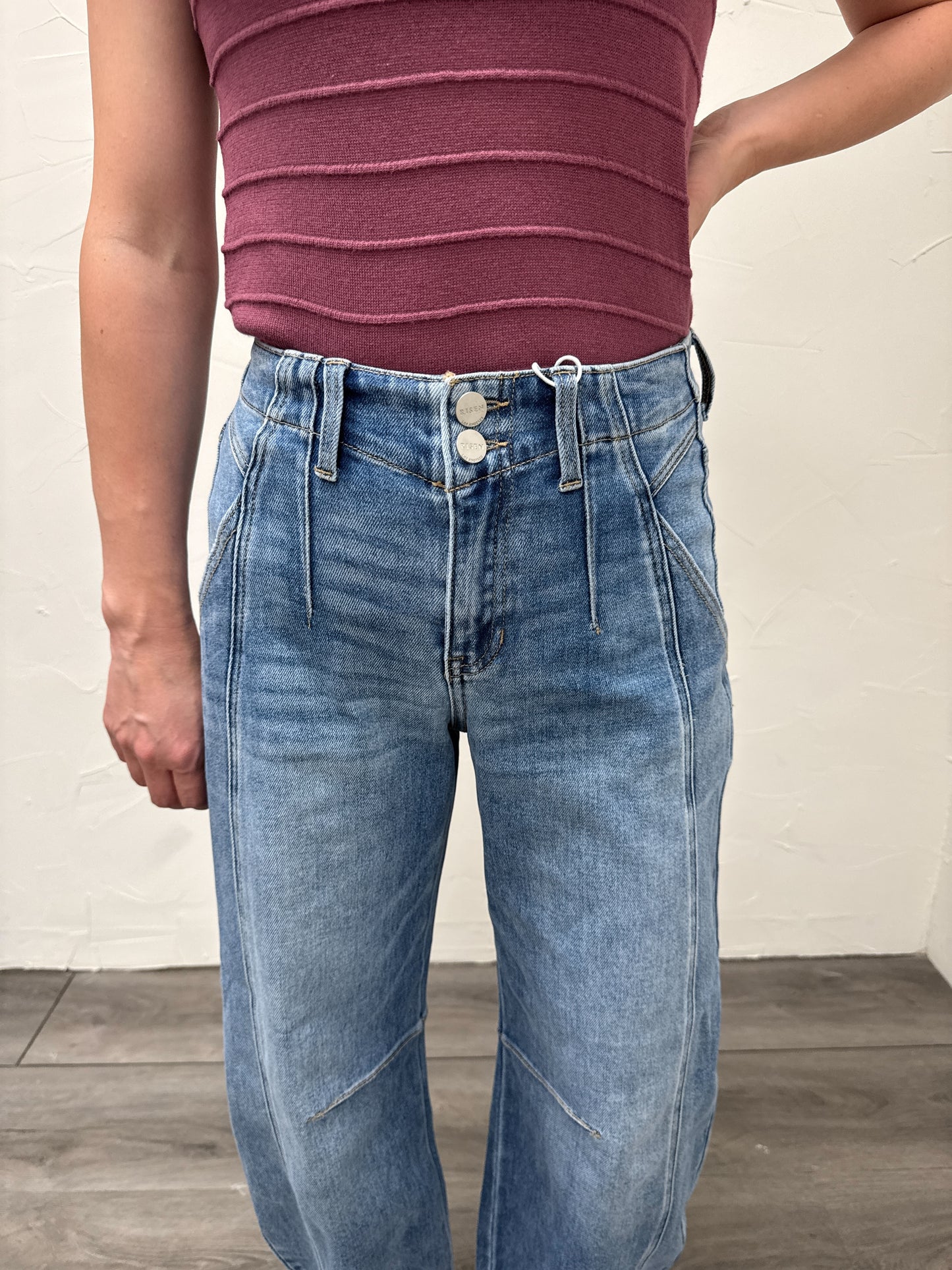 Ankle Barrel Double Roll Jeans