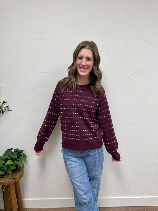 Textured Striped Raglan Sleeve Pullover