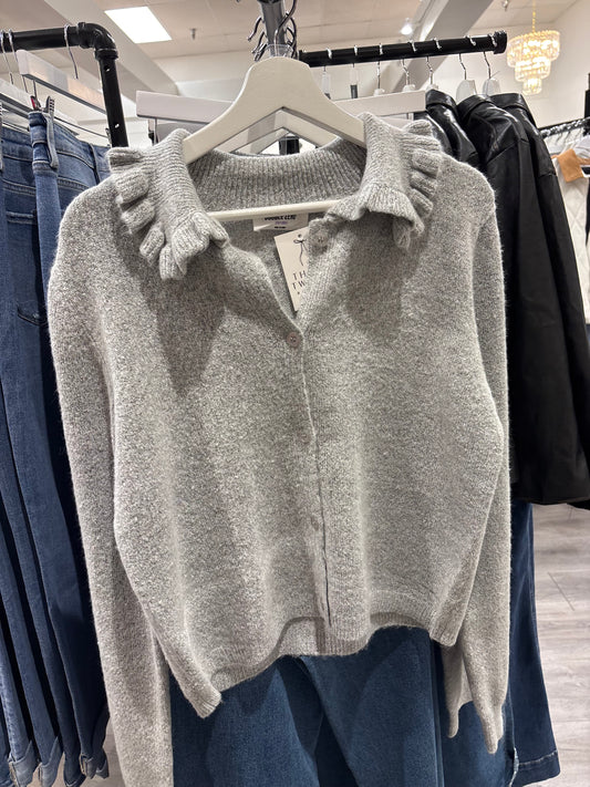 Ruffle Collar Cardigan Sweater