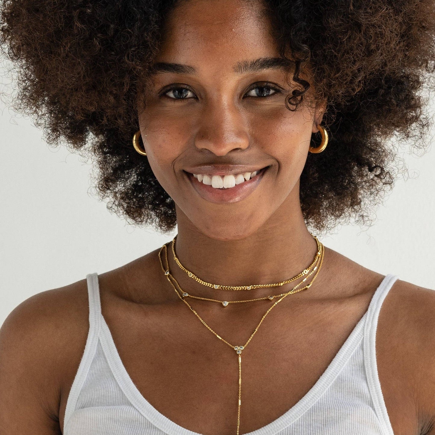 18K Gold Triangle Drop Necklace: Silver