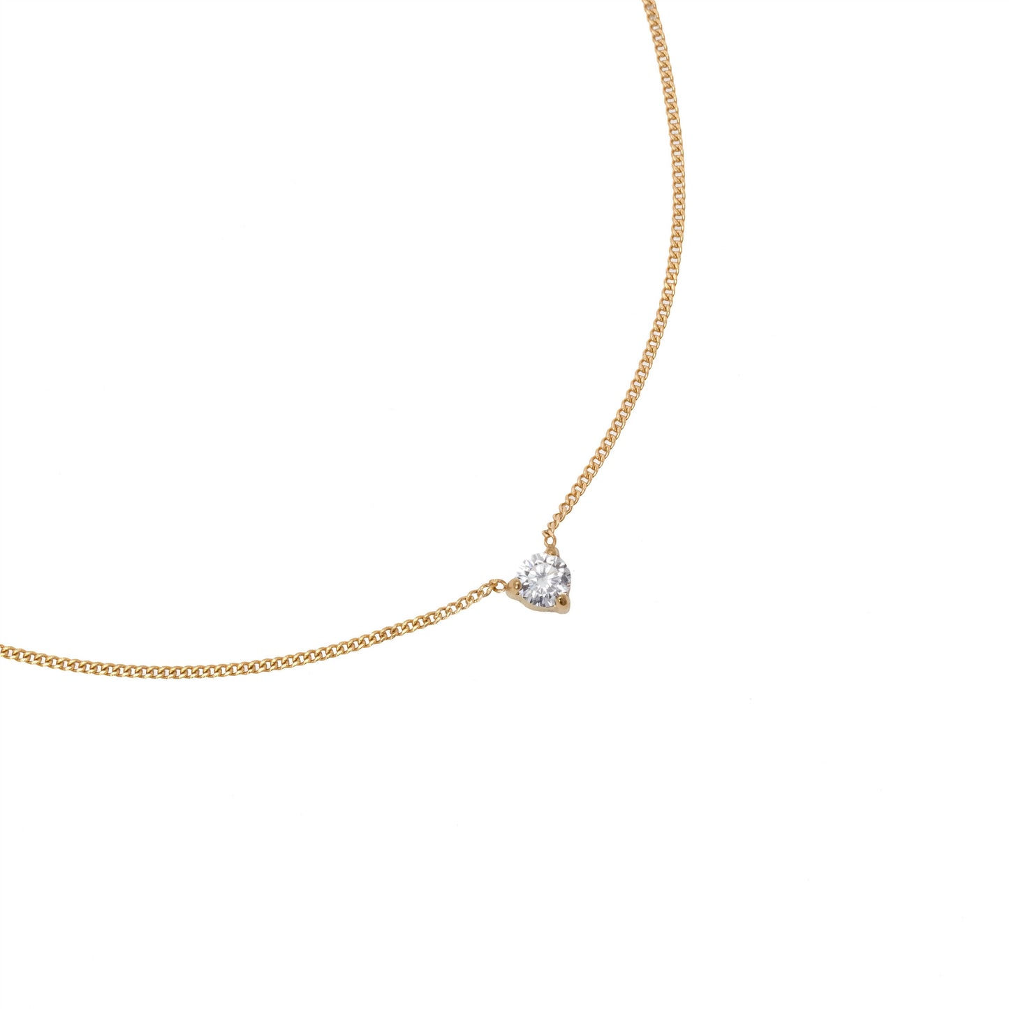 Waterproof 4mm Round Brilliant 5A CZ Solitaire Necklace