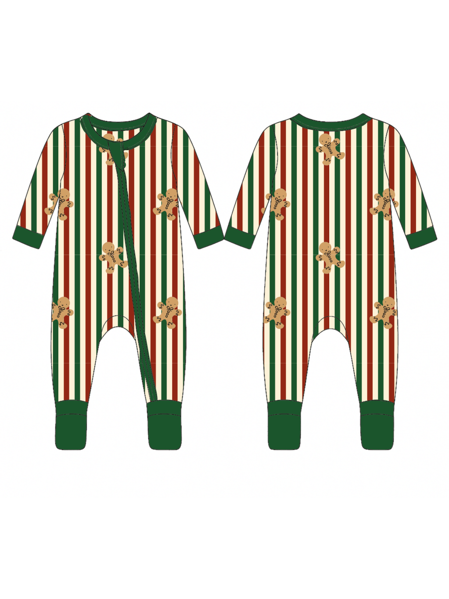 2-Way Zip Romper, Gingerbread Lane: 0 - 3 mo. - Three:Twelve Boutique - SpearmintLOVE