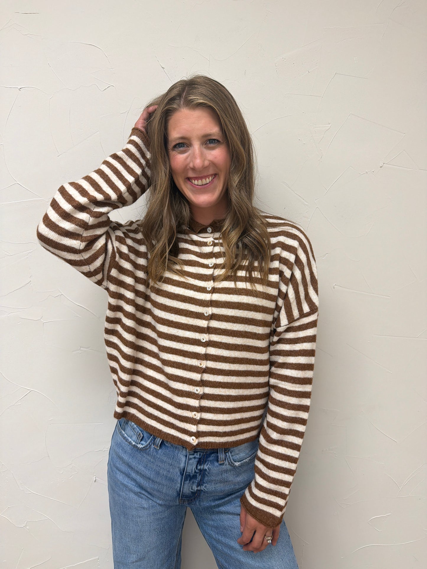 Striped Button Down Cardigan
