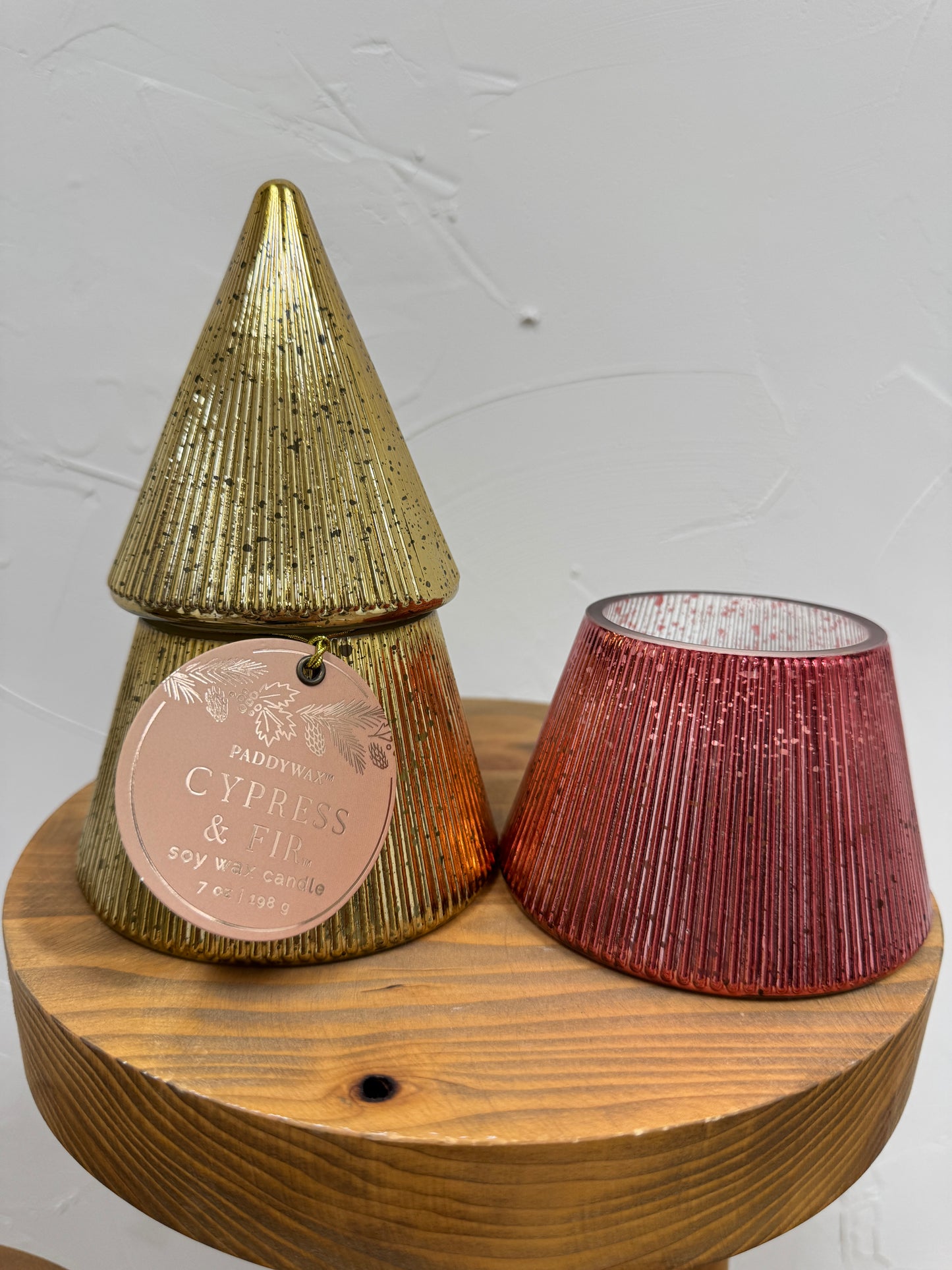 Ribbed Stacked Tree Candle Paddywax Winter Berry