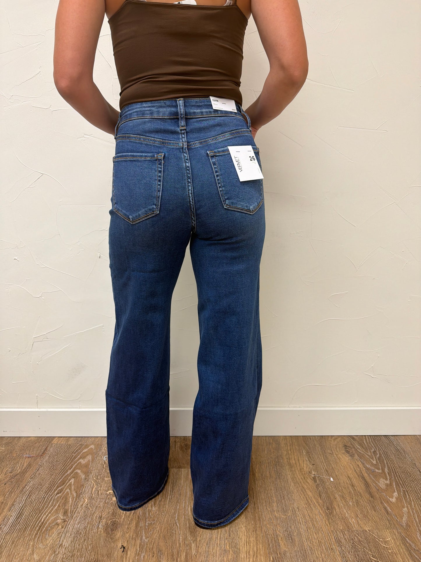 High Rise wide leg vervet denim