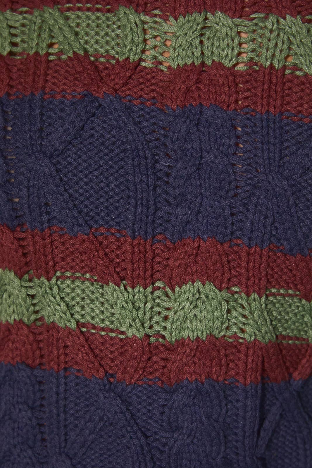 STRIPE CABLE KNIT SWEATER TOP