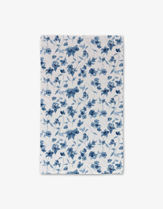 Blue Floral Luxe Geometry Hand Towel