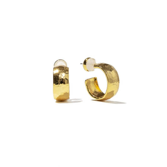 24K Gold Mini Hammered Hoops - Three:Twelve Boutique - Brenda Grands Waterproof Jewelry
