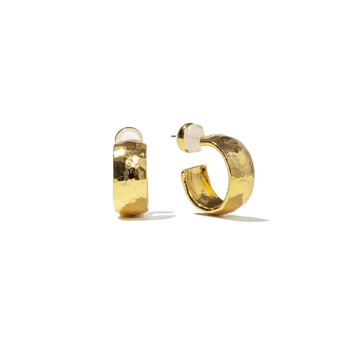 24K Gold Mini Hammered Hoops - Three:Twelve Boutique - Brenda Grands Waterproof Jewelry