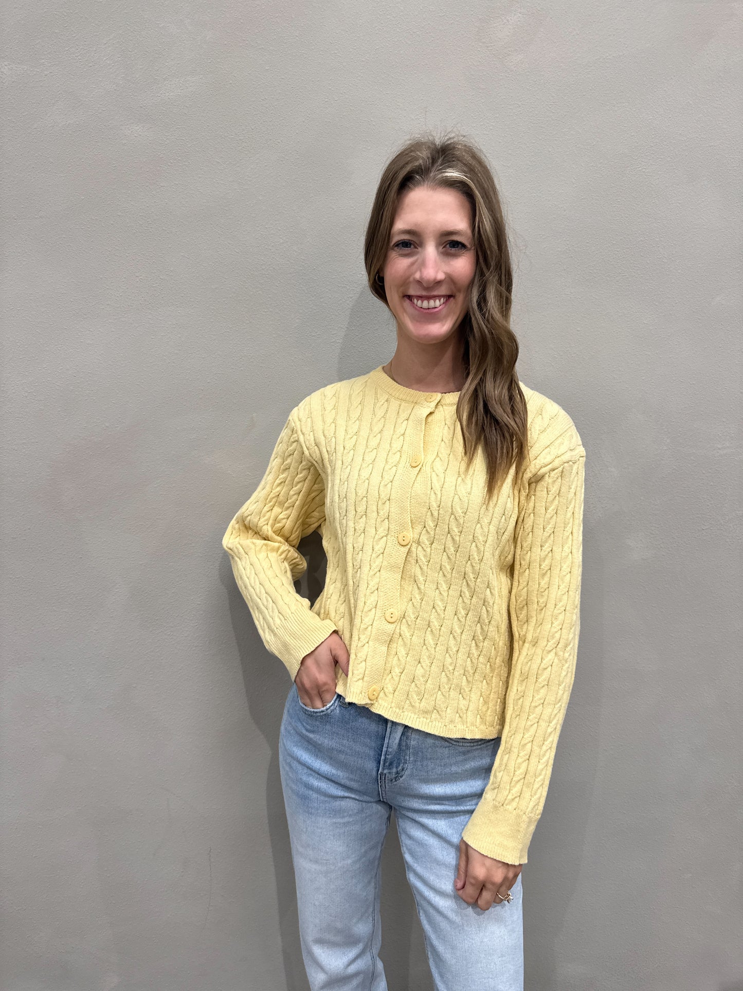 Cable Boxy Sweater Cardigan