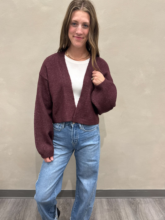 Cropped Open Cardigan